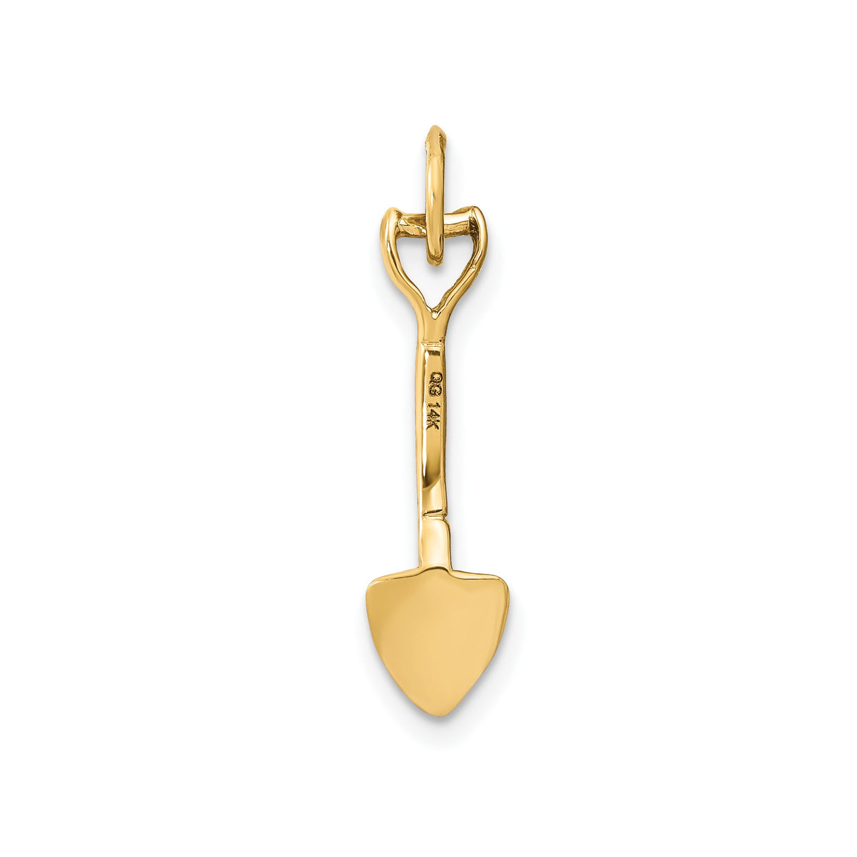 14k Yellow Gold Shovel Pendant Charm, Realistic Spade Gardening Jewelry for Unisex Wear