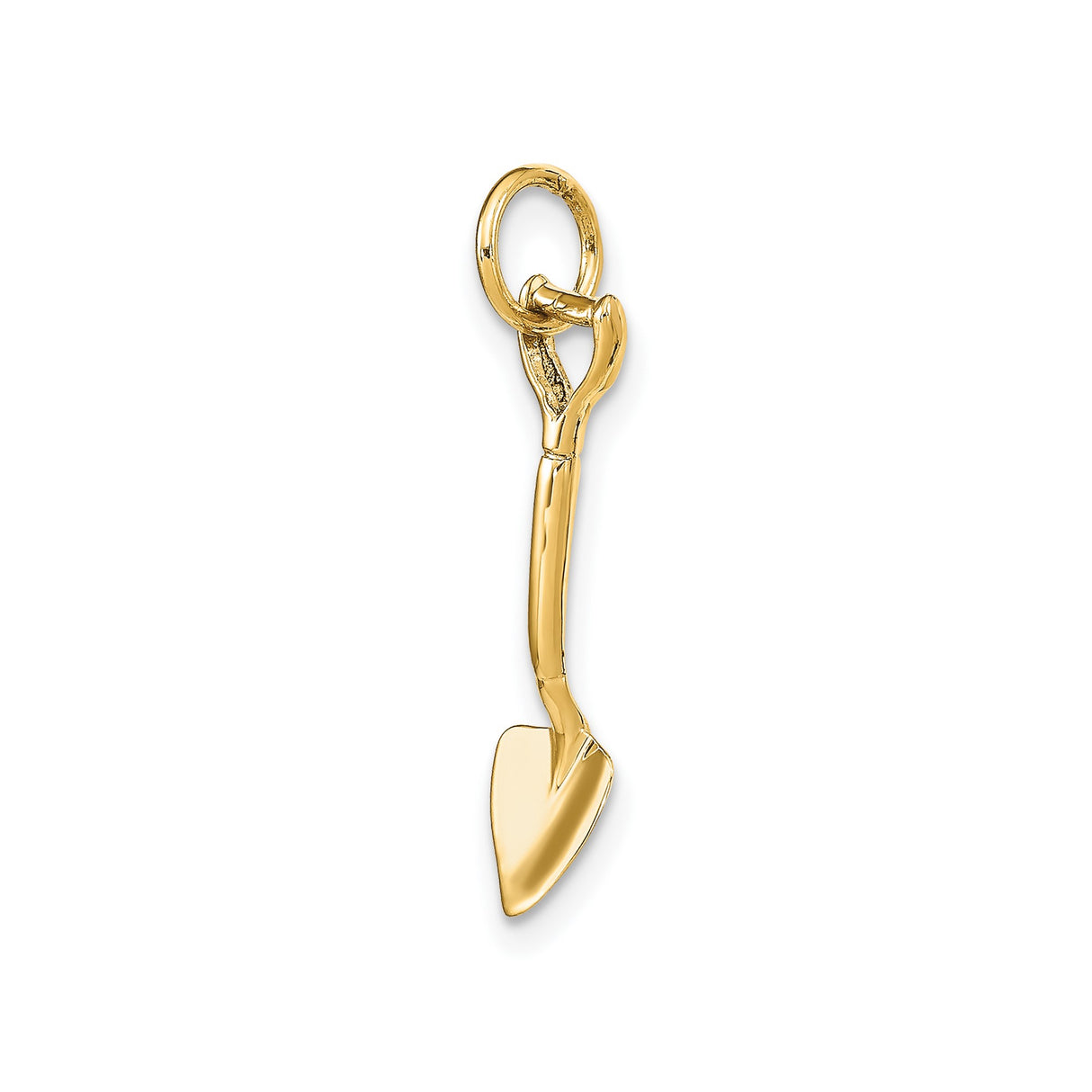 14k Yellow Gold Shovel Pendant Charm, Realistic Spade Gardening Jewelry for Unisex Wear