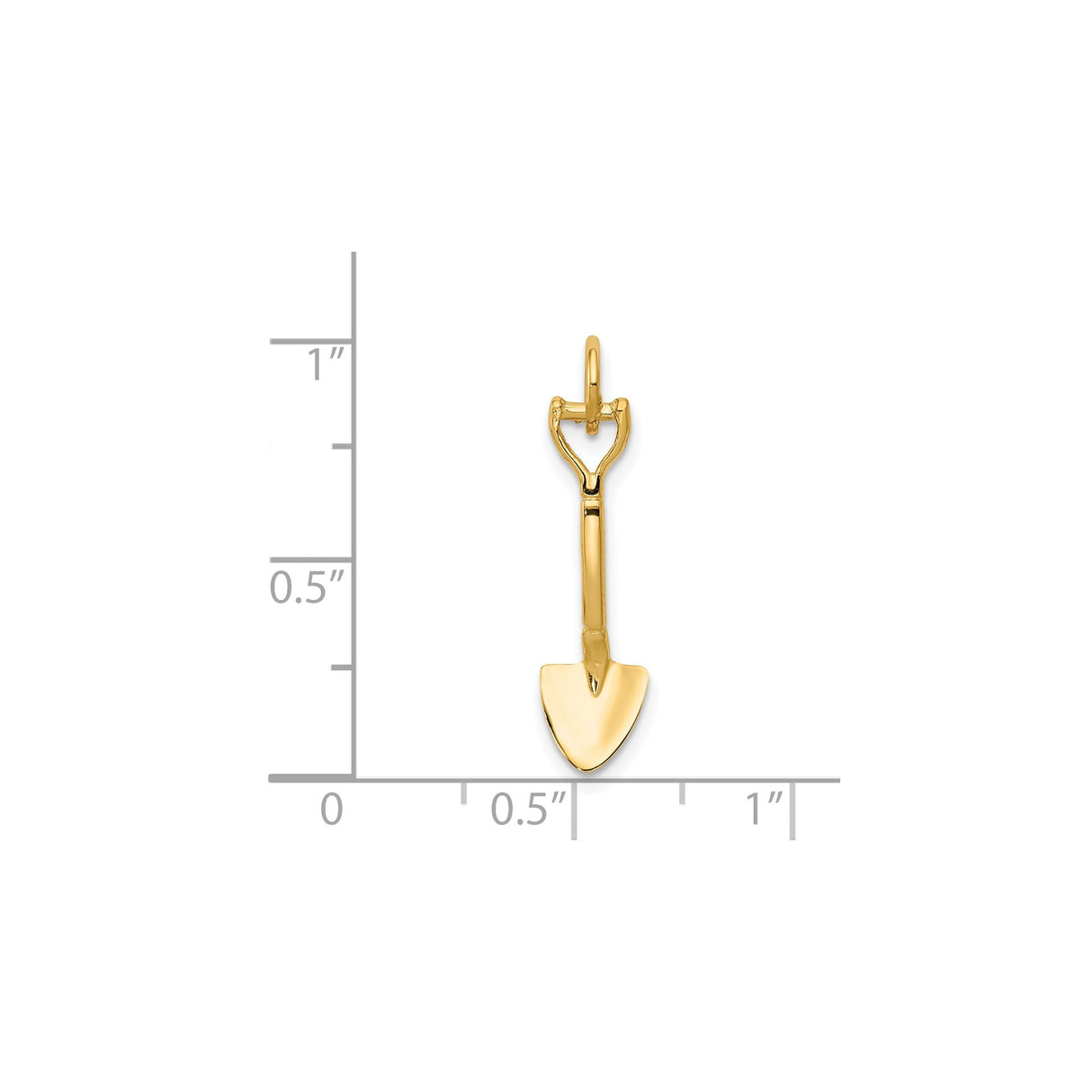 14k Yellow Gold Shovel Pendant Charm, Realistic Spade Gardening Jewelry for Unisex Wear