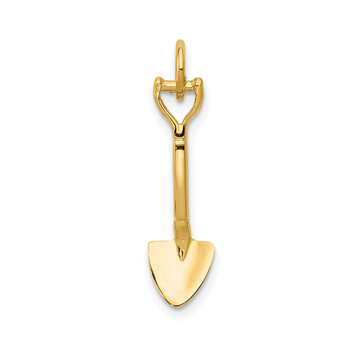 14k Yellow Gold Shovel Pendant Charm, Realistic Spade Gardening Jewelry for Unisex Wear