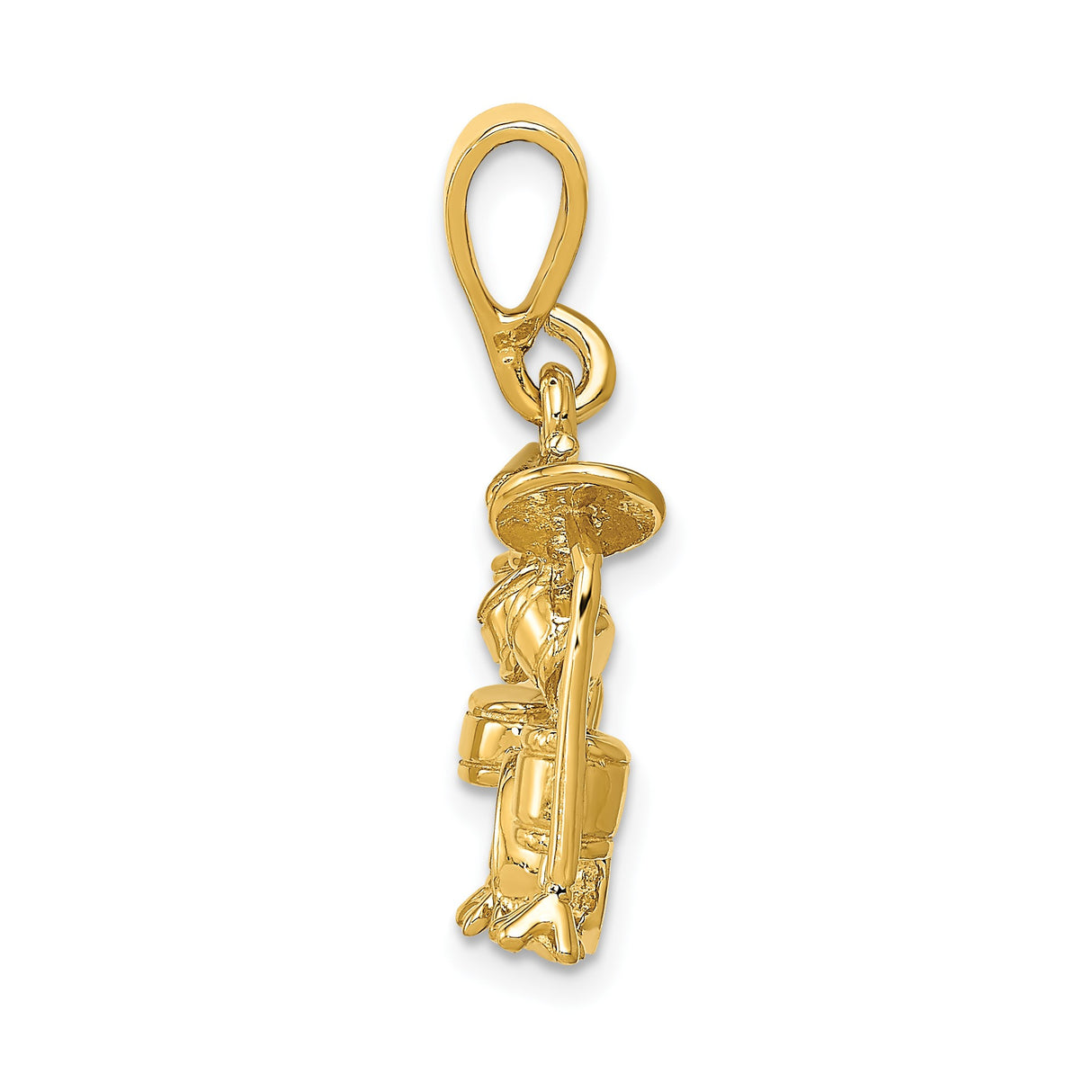 14k Yellow Gold Drum Kit Pendant, Miniature Drum Set Charm, Musician Jewelry for Men or Unisex