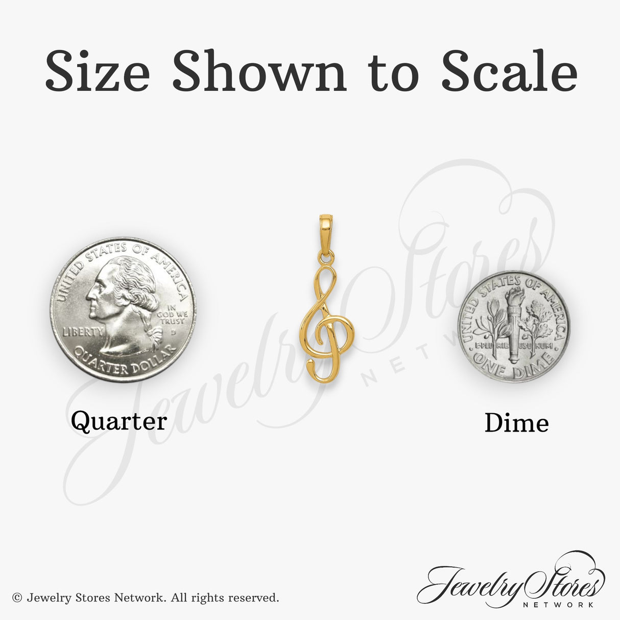14k Yellow Gold Treble Clef Pendant with Polished Musical Note Design