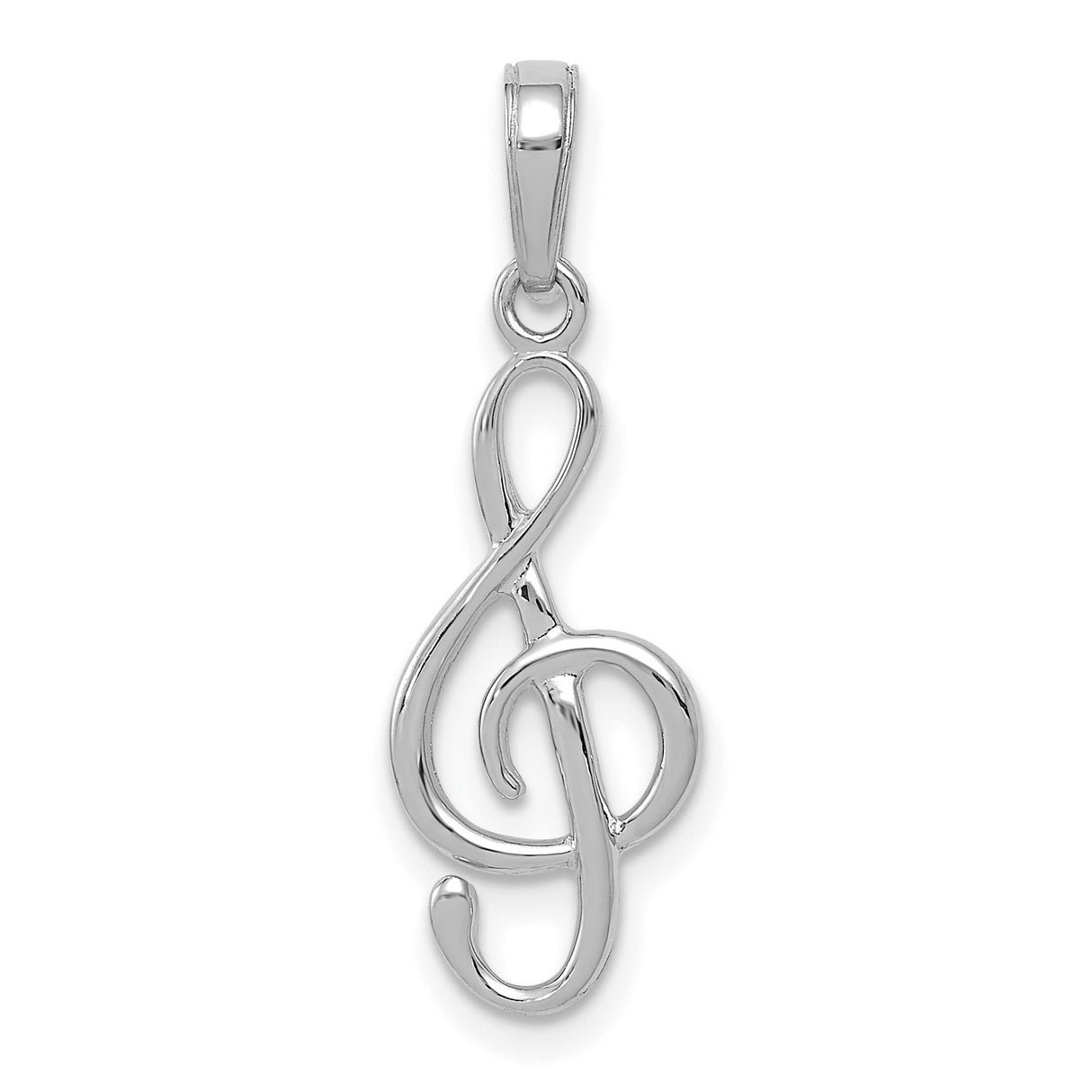 14k White Gold Treble Clef Pendant, Musical Note Charm, Artistic Design for Women or Unisex