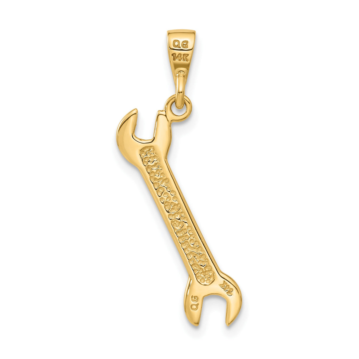 14k Yellow Gold Wrench Pendant, Tool Shaped Jewelry Symbolizing Craftsmanship and Hard Work