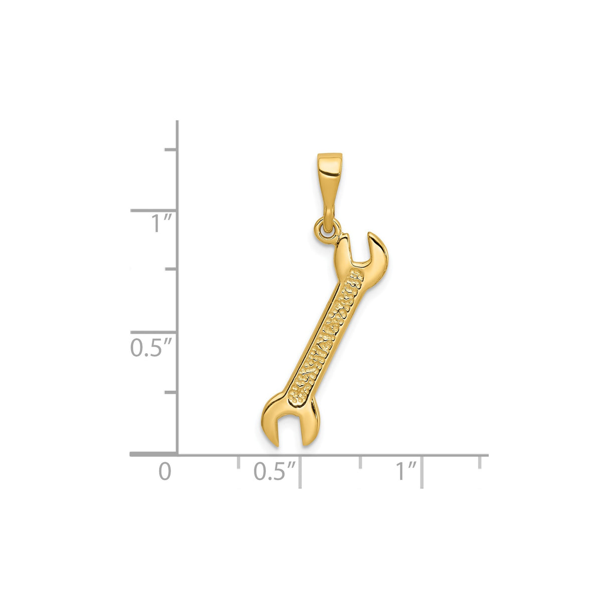 14k Yellow Gold Wrench Pendant, Tool Shaped Jewelry Symbolizing Craftsmanship and Hard Work