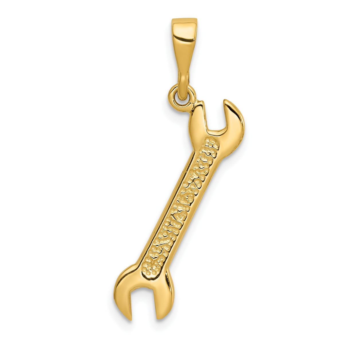 14k Yellow Gold Wrench Pendant, Tool Shaped Jewelry Symbolizing Craftsmanship and Hard Work