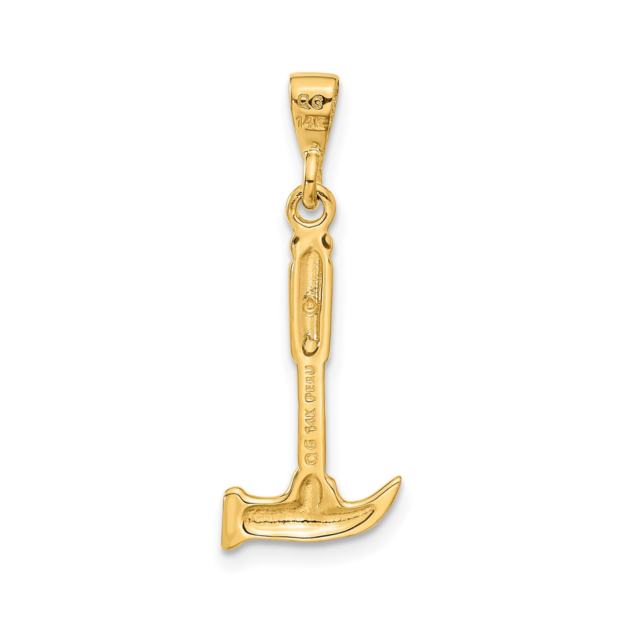 14k Yellow Gold Hammer Pendant, Claw Hammer Symbol, Builder Tool Charm for Men or Unisex