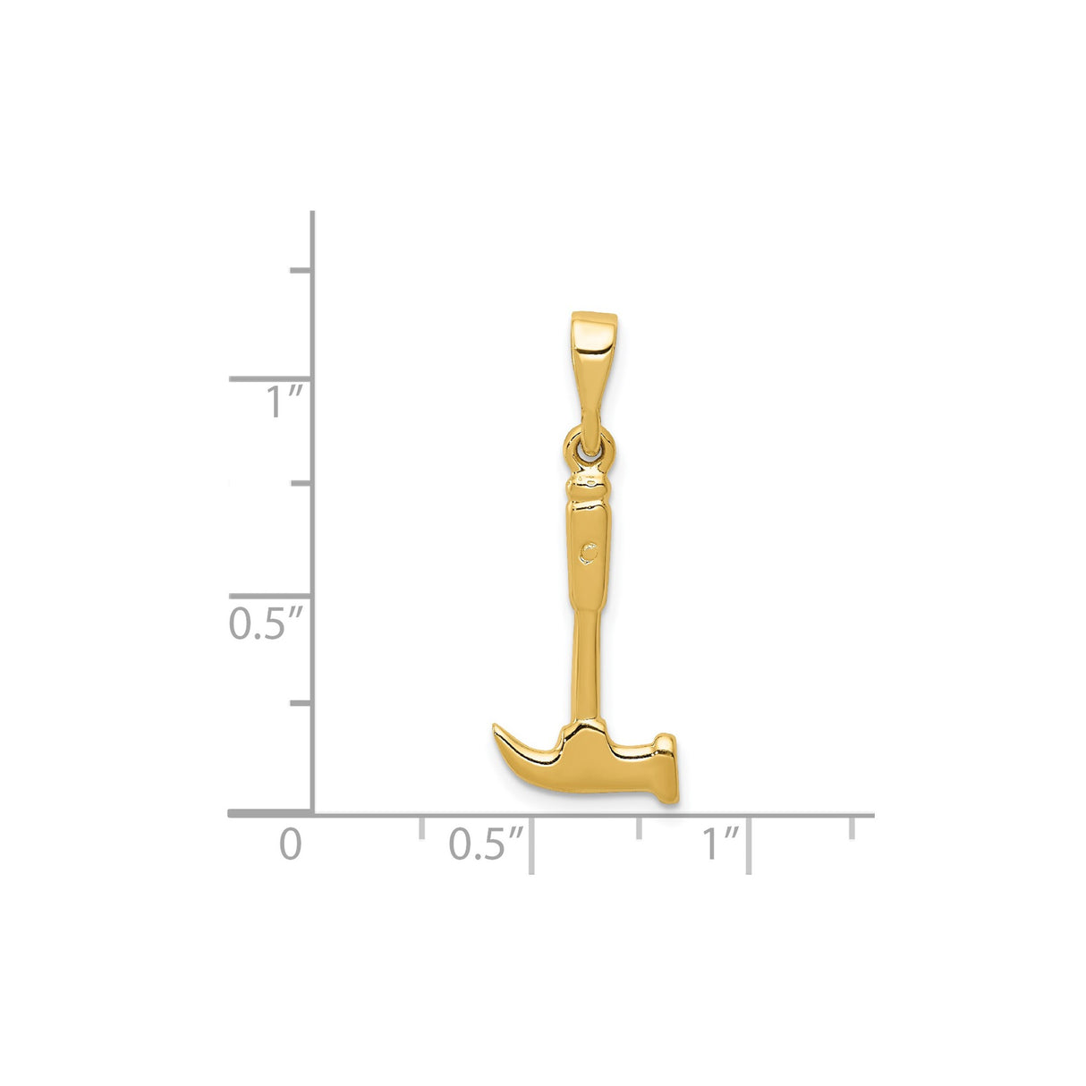 14k Yellow Gold Hammer Pendant, Claw Hammer Symbol, Builder Tool Charm for Men or Unisex