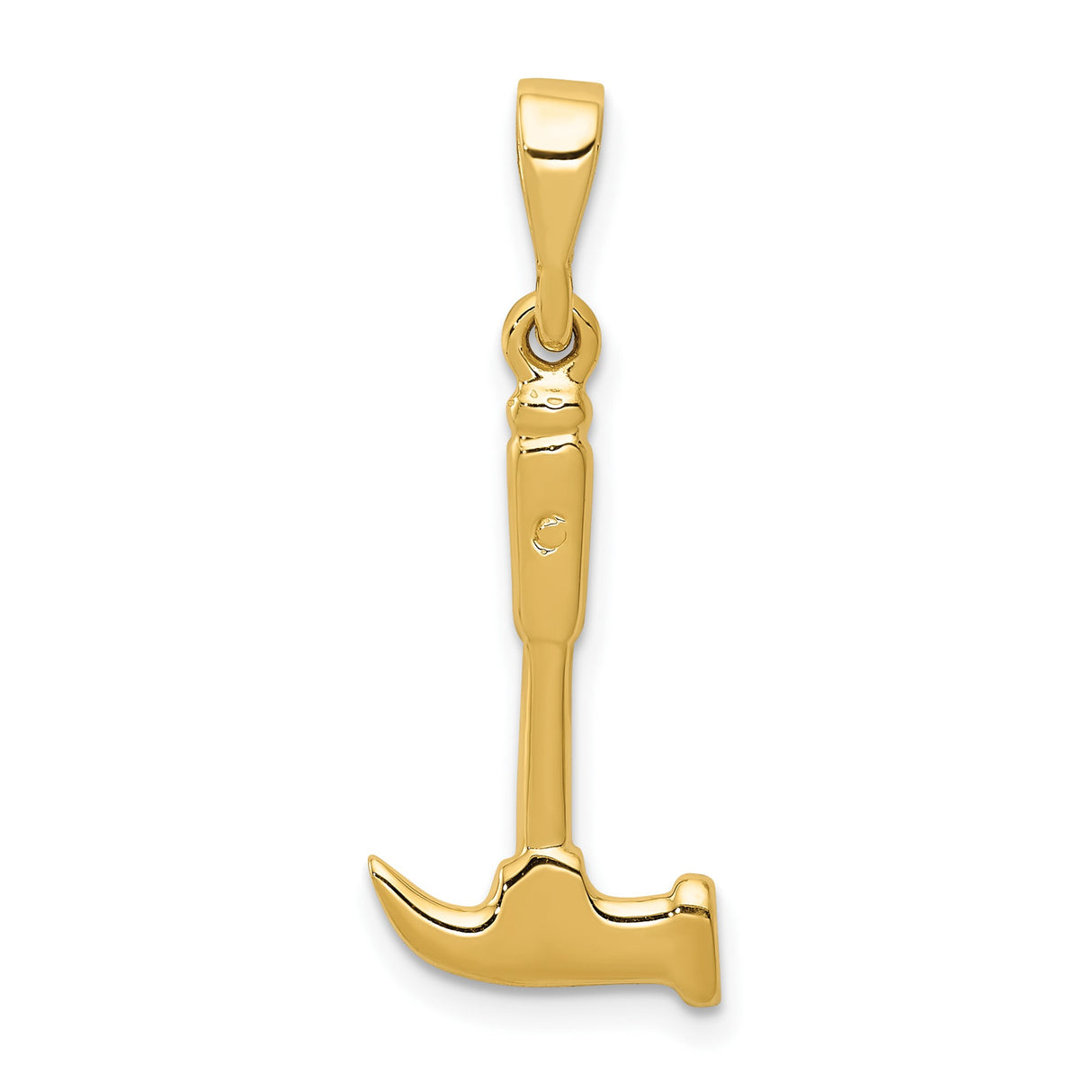 14k Yellow Gold Hammer Pendant, Claw Hammer Symbol, Builder Tool Charm for Men or Unisex