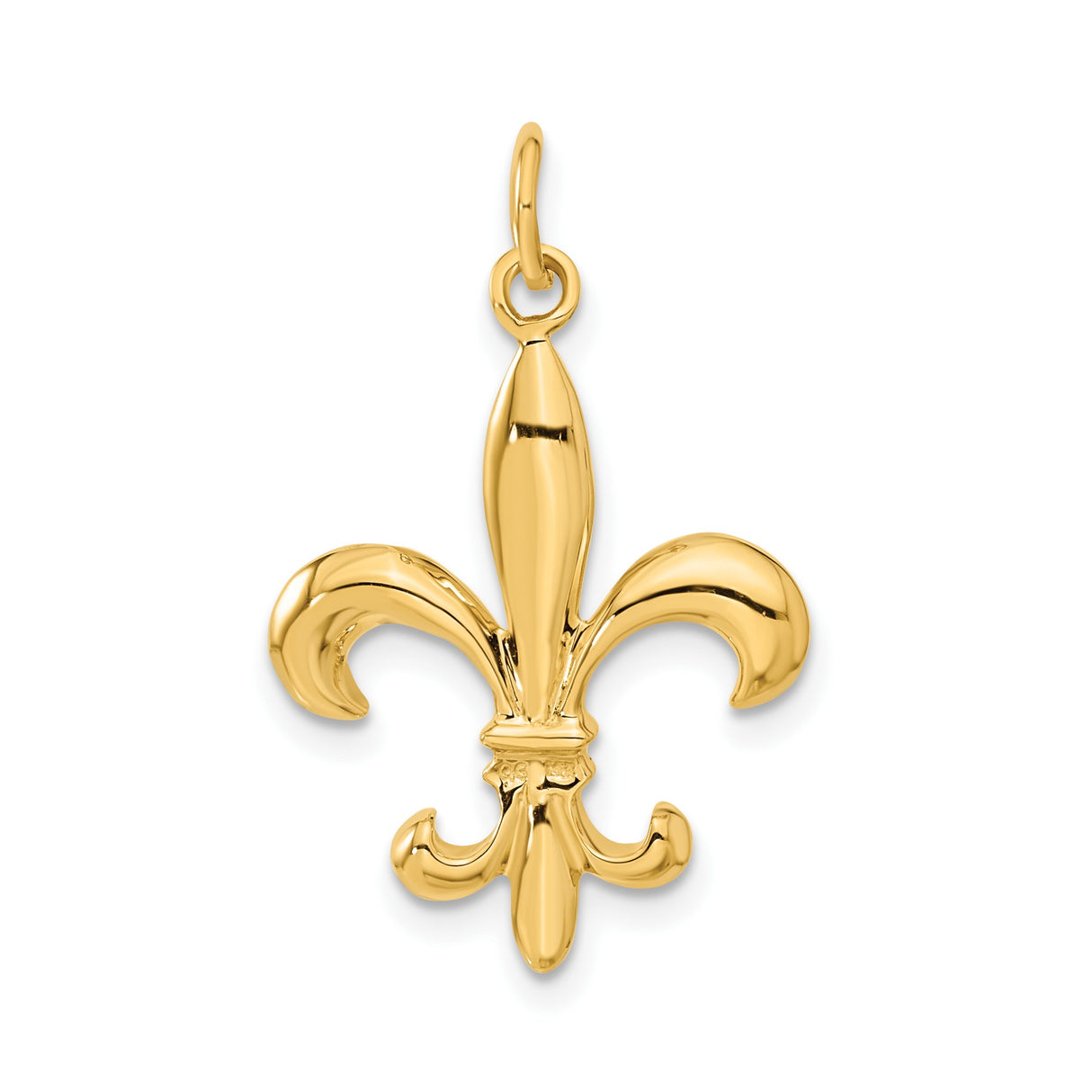 14k Yellow Gold Fleur De Lis Pendant, French Heritage Religious Charm for Women or Unisex Wear
