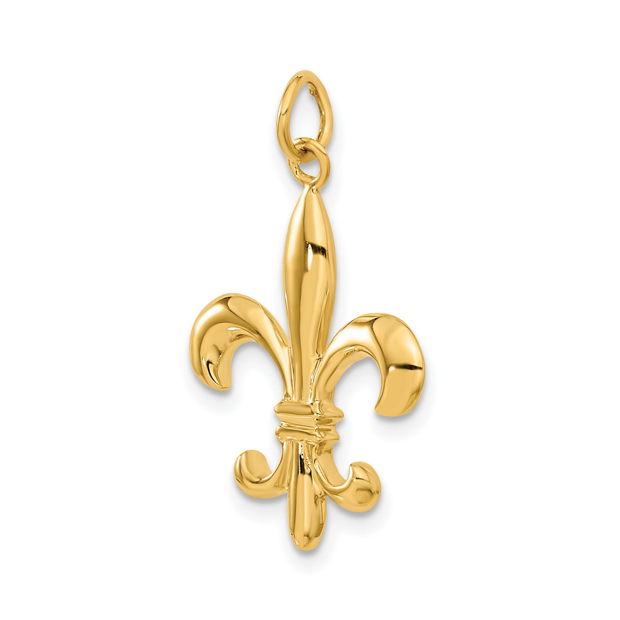 14k Yellow Gold Fleur De Lis Pendant, French Heritage Religious Charm for Women or Unisex Wear