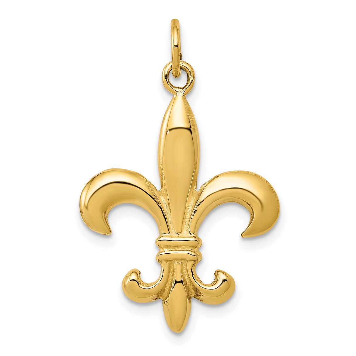 14k Yellow Gold Fleur De Lis Pendant, French Heritage Religious Charm for Women or Unisex Wear