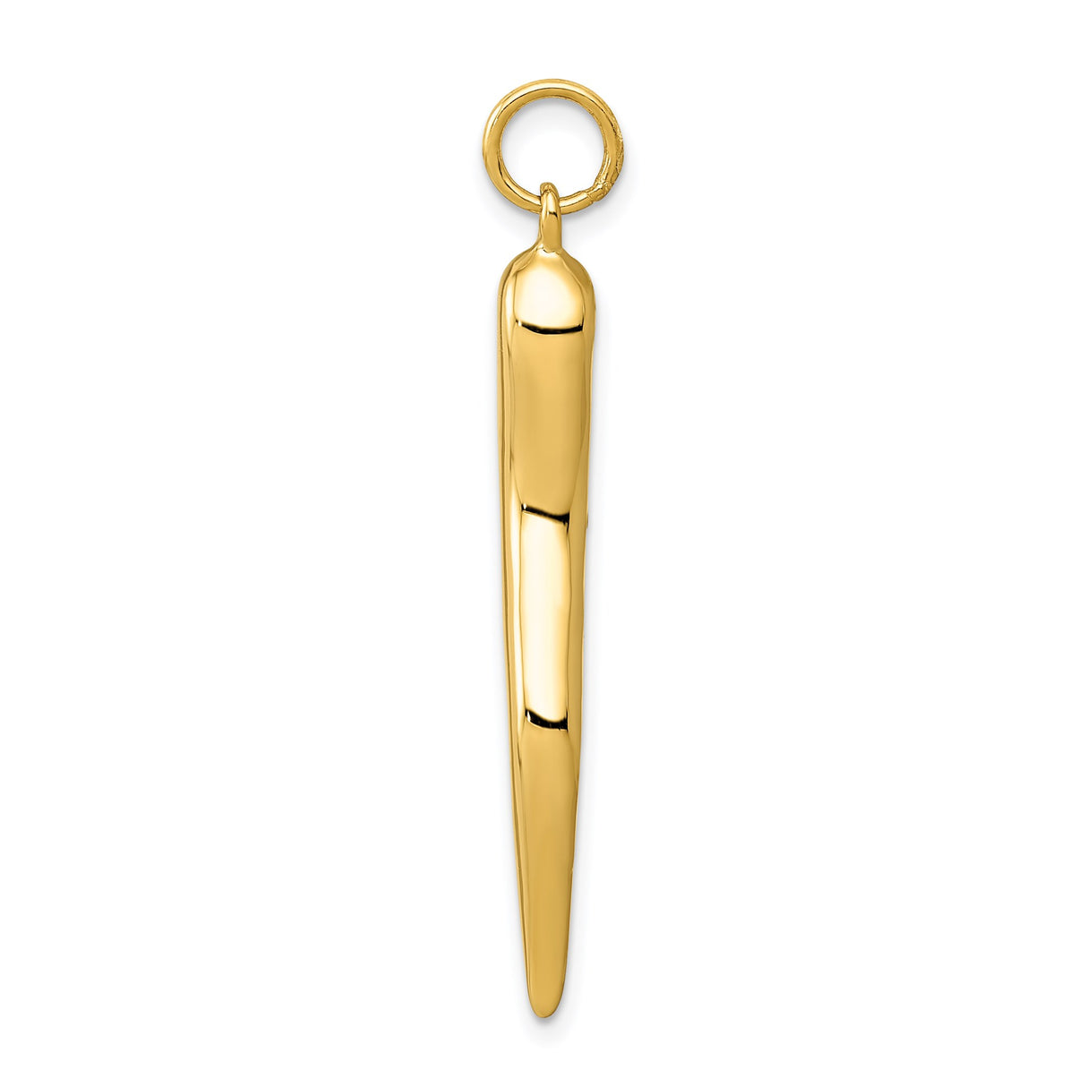 14k Yellow Gold Italian Horn Pendant, Cornicello Amulet for Evil Eye Protection, Unisex Talisman Charm