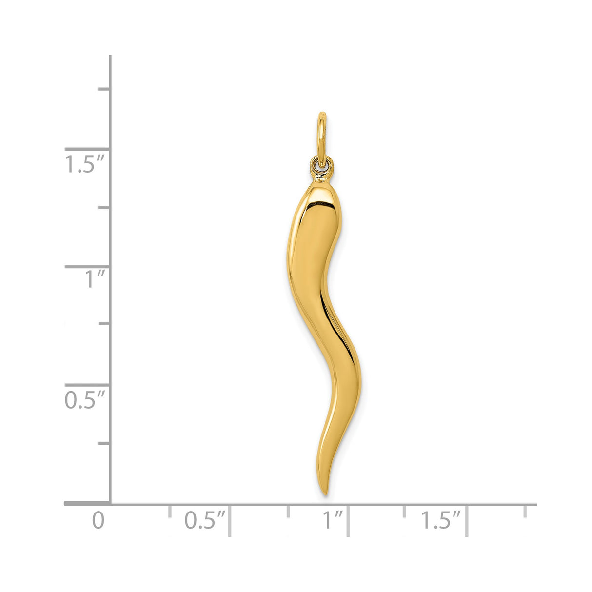 14k Yellow Gold Italian Horn Pendant, Cornicello Amulet for Evil Eye Protection, Unisex Talisman Charm