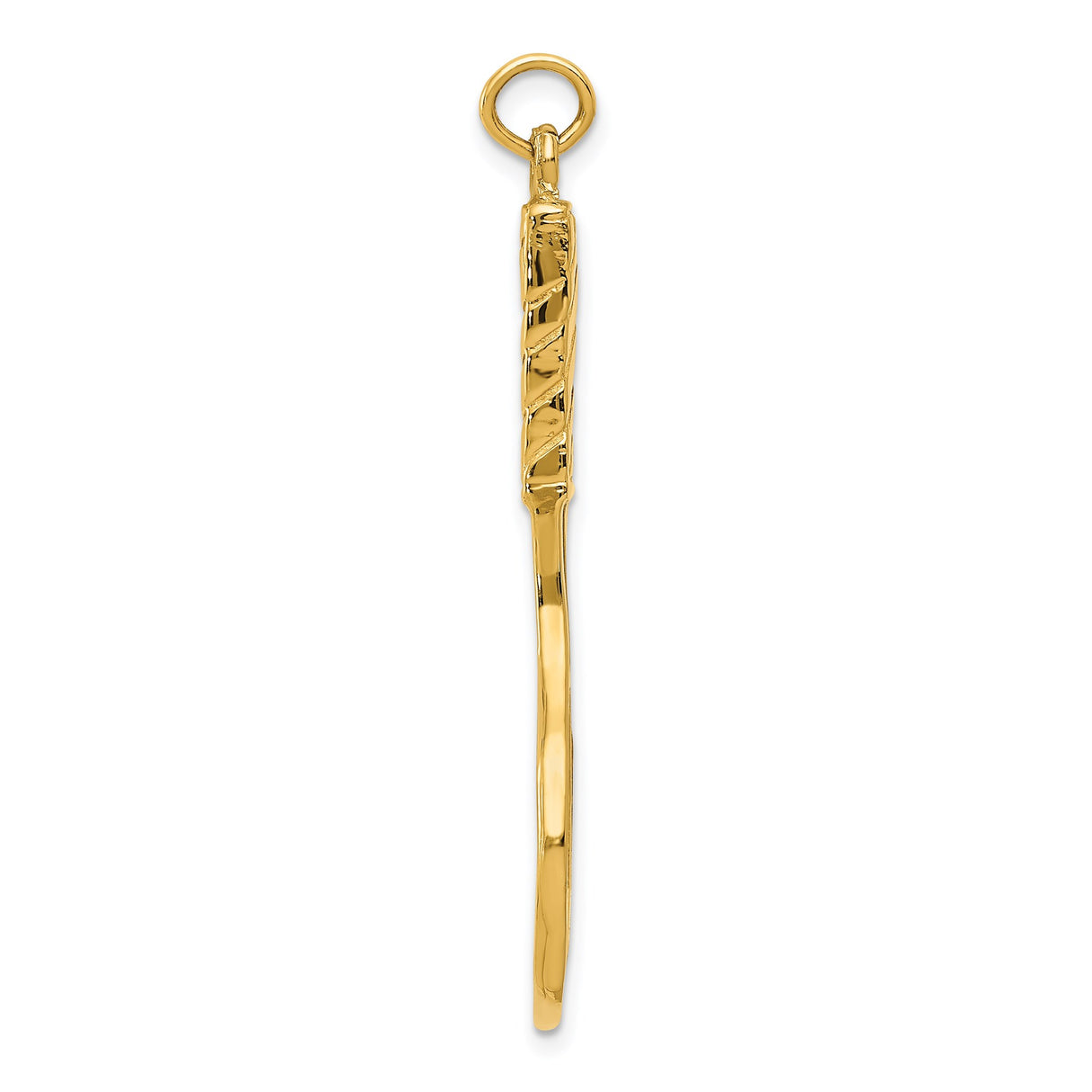 14k Yellow Gold Tennis Racket Pendant Charm with Detailed String Pattern and Grip Design