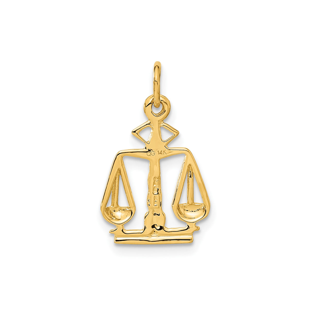 14k Yellow Gold Libra Zodiac Pendant with Balanced Scales Symbol for Women or Unisex