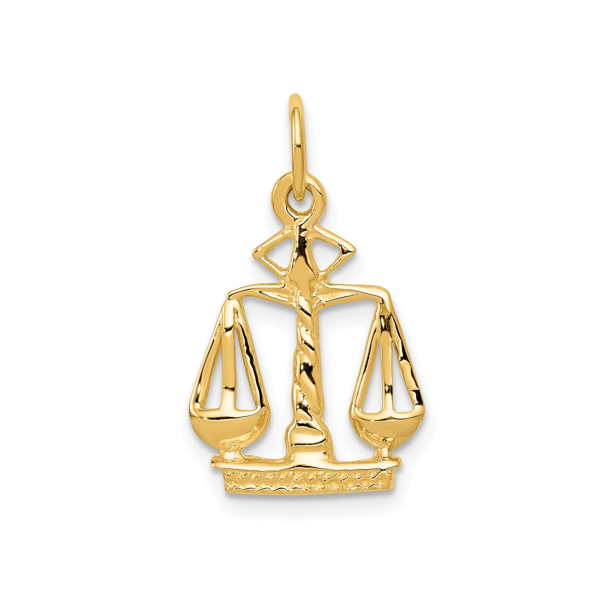 14k Yellow Gold Libra Zodiac Pendant with Balanced Scales Symbol for Women or Unisex