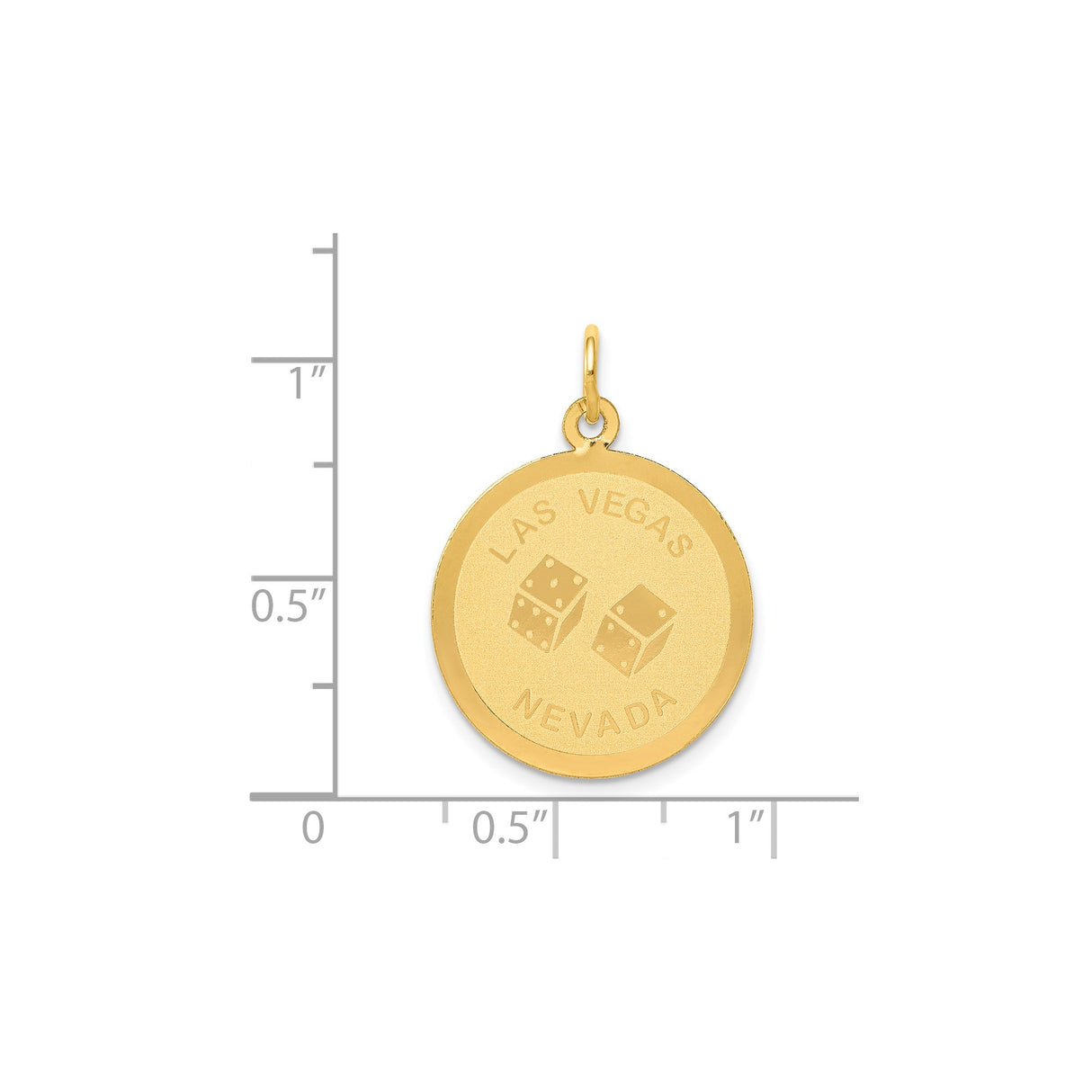 14k Yellow Gold Pendant with Las Vegas Dice Symbol, Round Medallion Charm