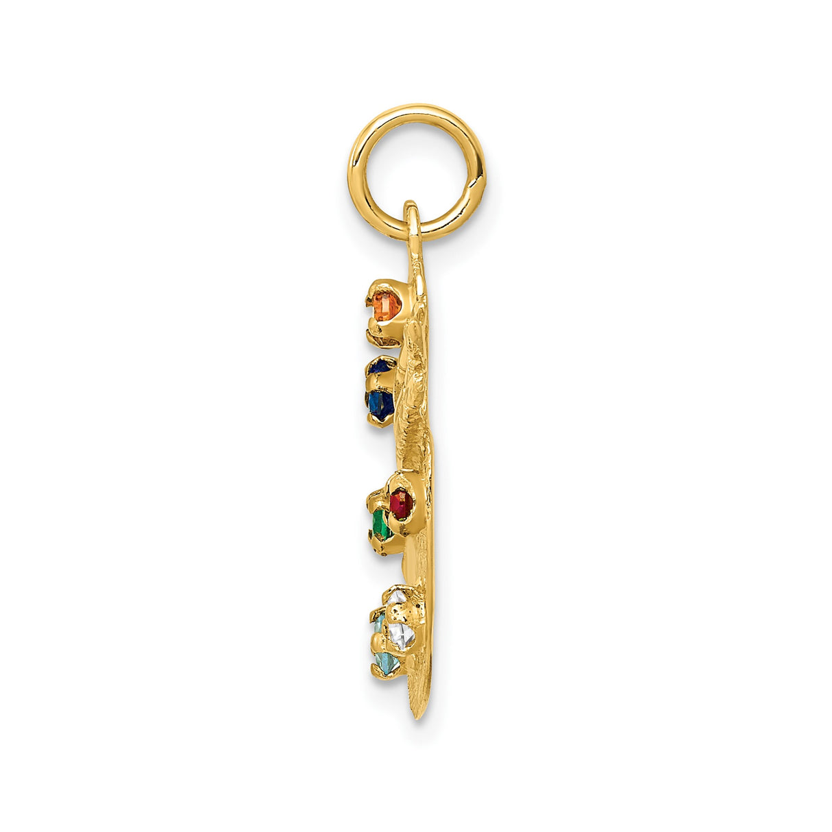 14k Yellow Gold Artist Palette Pendant with Cubic Zirconia, Birthstone Accents, Paintbrush Detail
