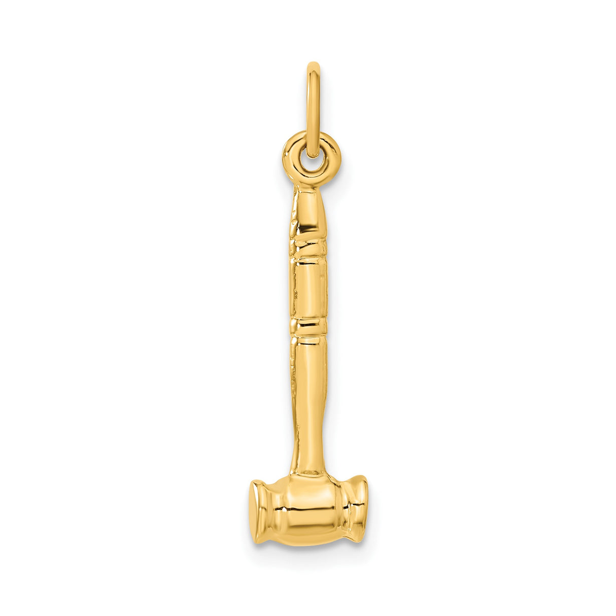 14k Yellow Gold Gavel Charm Pendant with Detailed Design, Legal Symbol for Judges or Lawyers