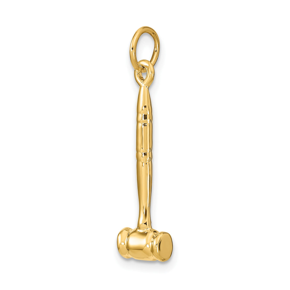14k Yellow Gold Gavel Charm Pendant with Detailed Design, Legal Symbol for Judges or Lawyers