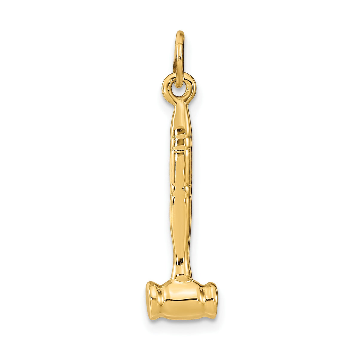 14k Yellow Gold Gavel Charm Pendant with Detailed Design, Legal Symbol for Judges or Lawyers