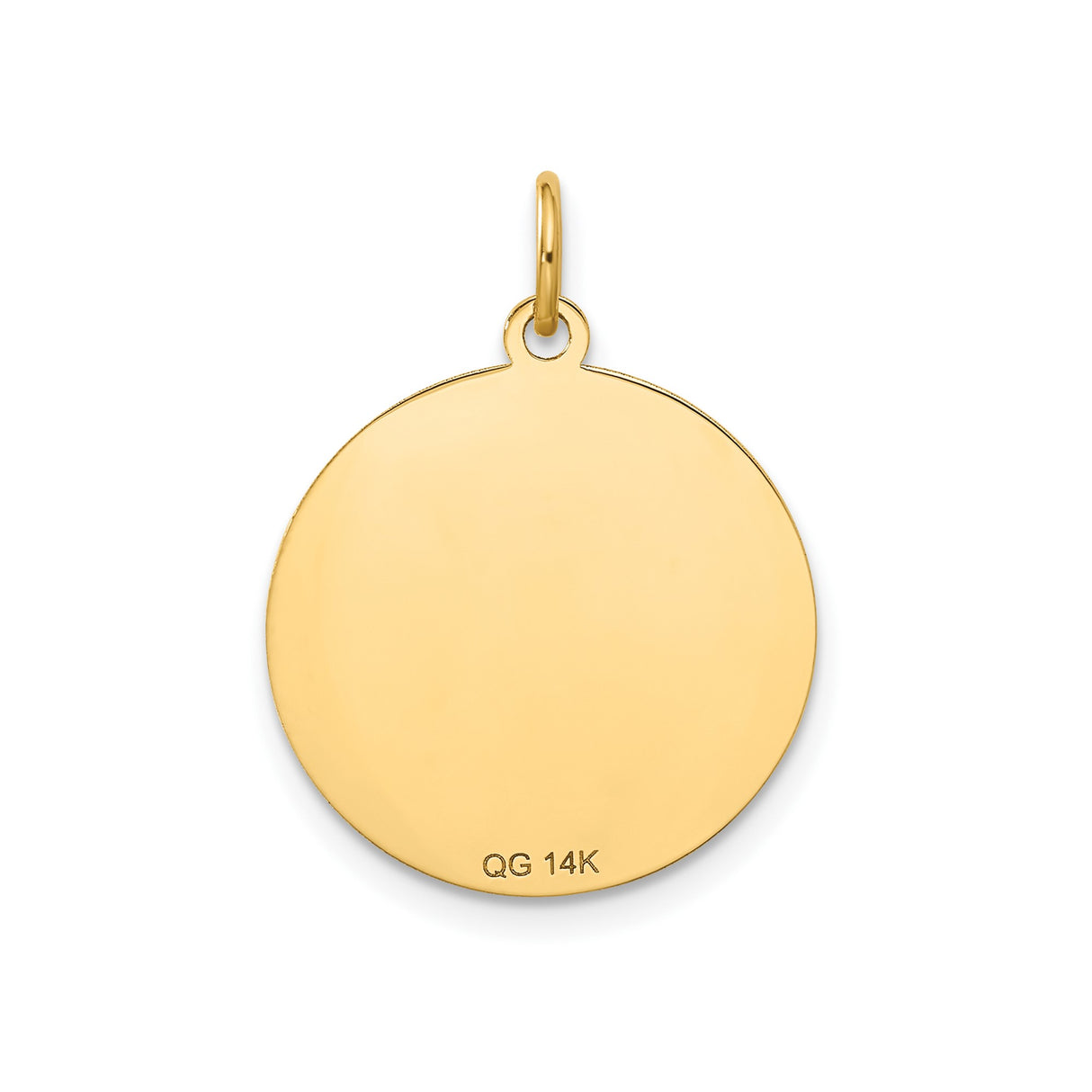 14k Yellow Gold Round Pendant with Merry Christmas Engraving and Holiday Bells