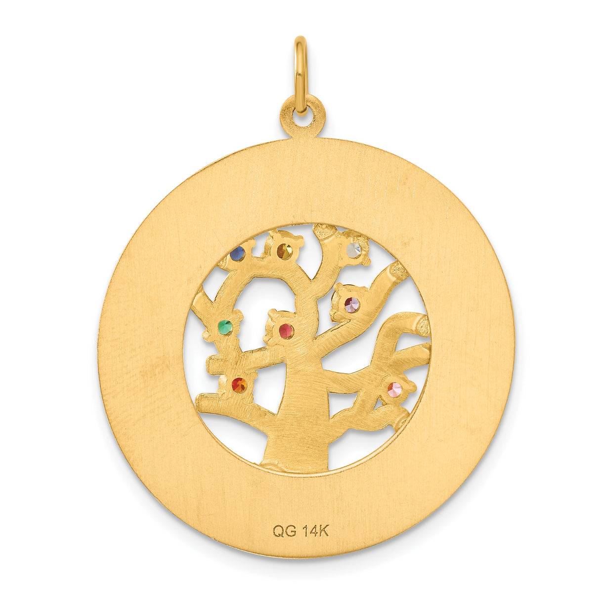 14k Yellow Gold Tree of Life Pendant with Cubic Zirconia and Birthstone Accents