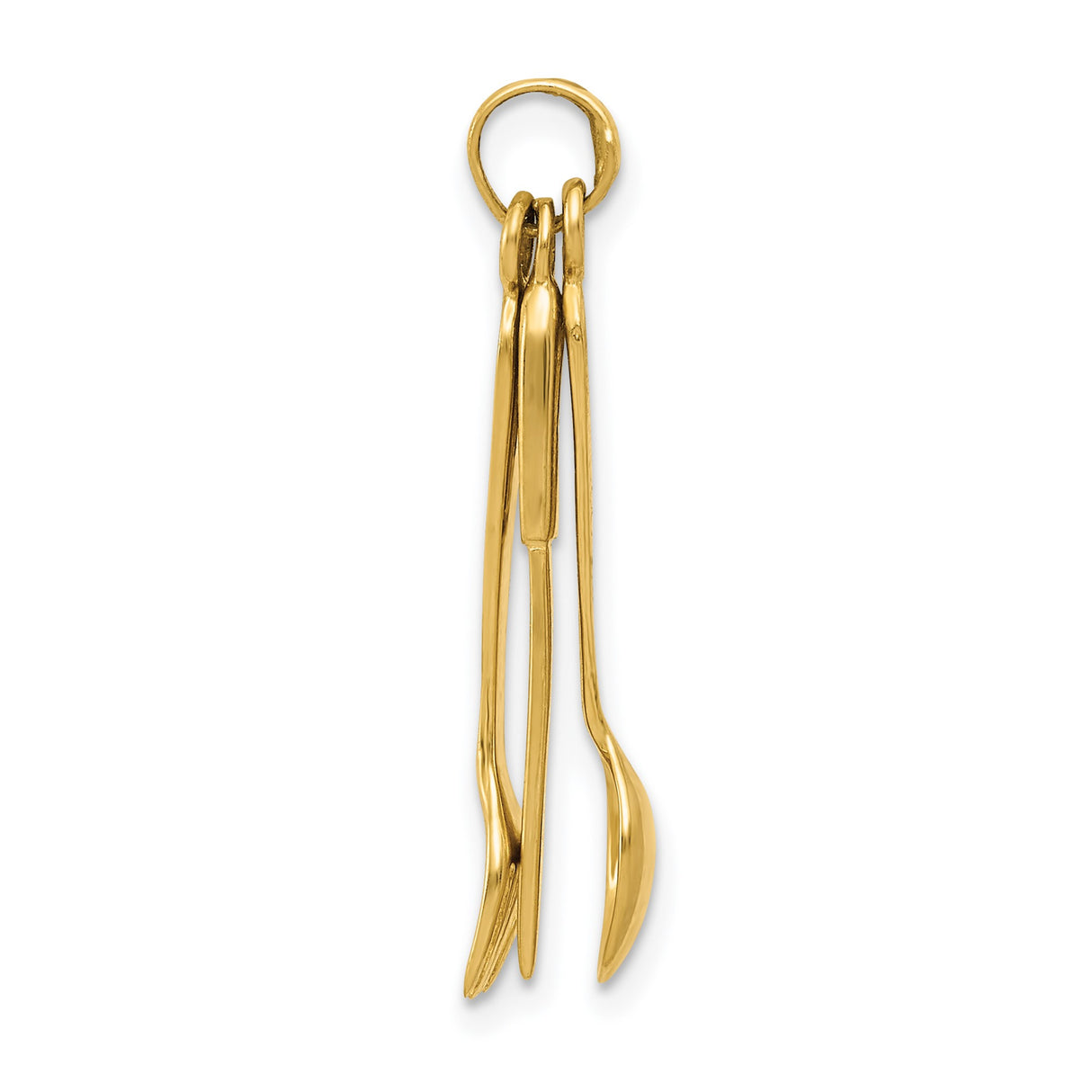14k Yellow Gold Mini Utensil Pendant with Spoon Fork Knife Charms, Culinary Jewelry for Chefs