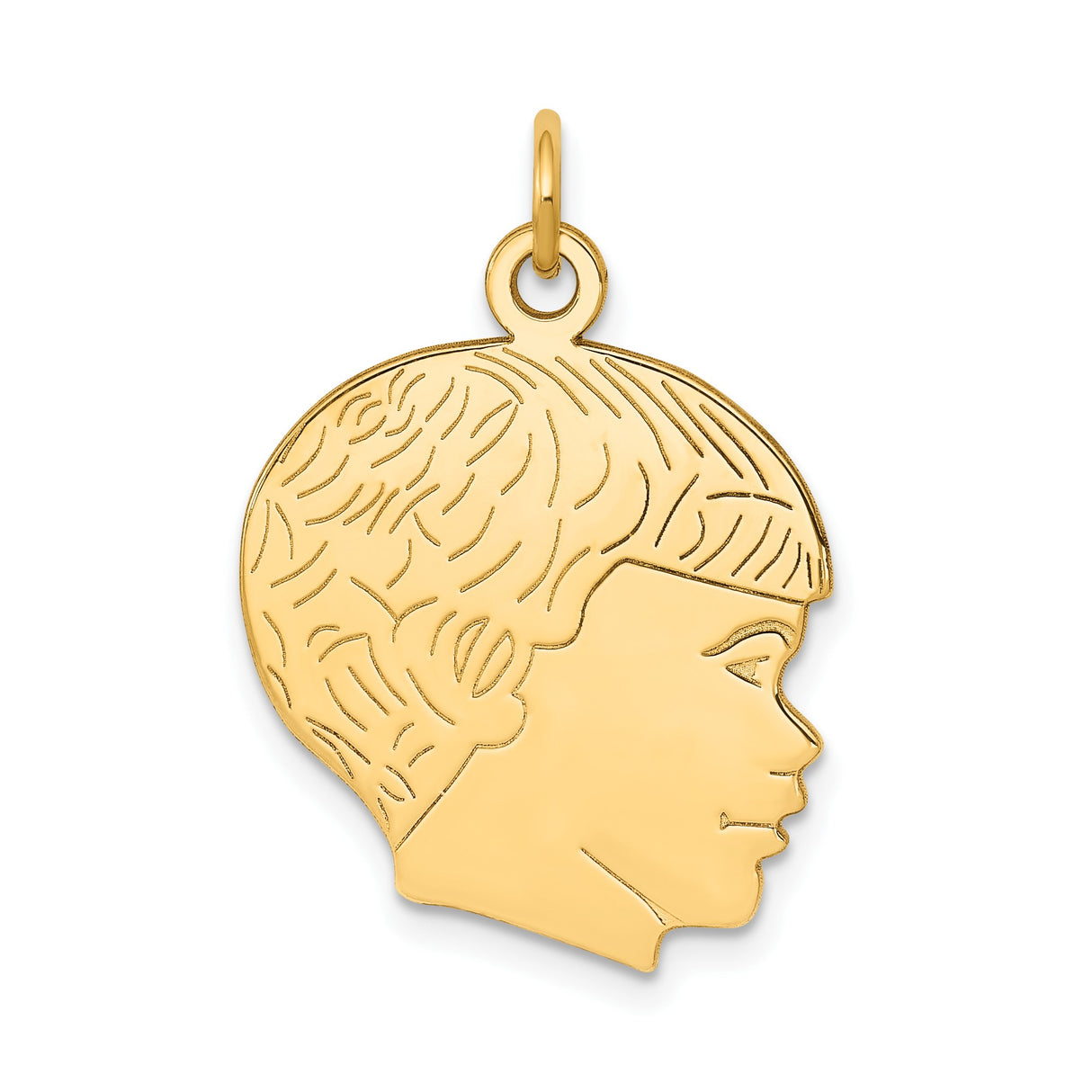 14k Yellow Gold Boy Profile Pendant, Sentimental Keepsake Charm for Women