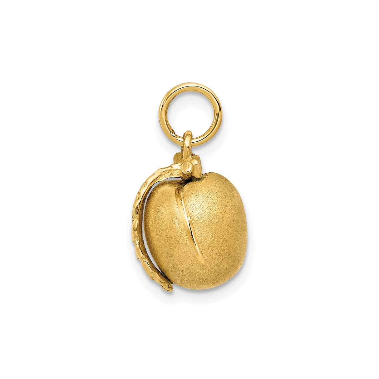 14k Yellow Gold Mango Pendant with Leaf and Stem Design, Nature Inspired Charm