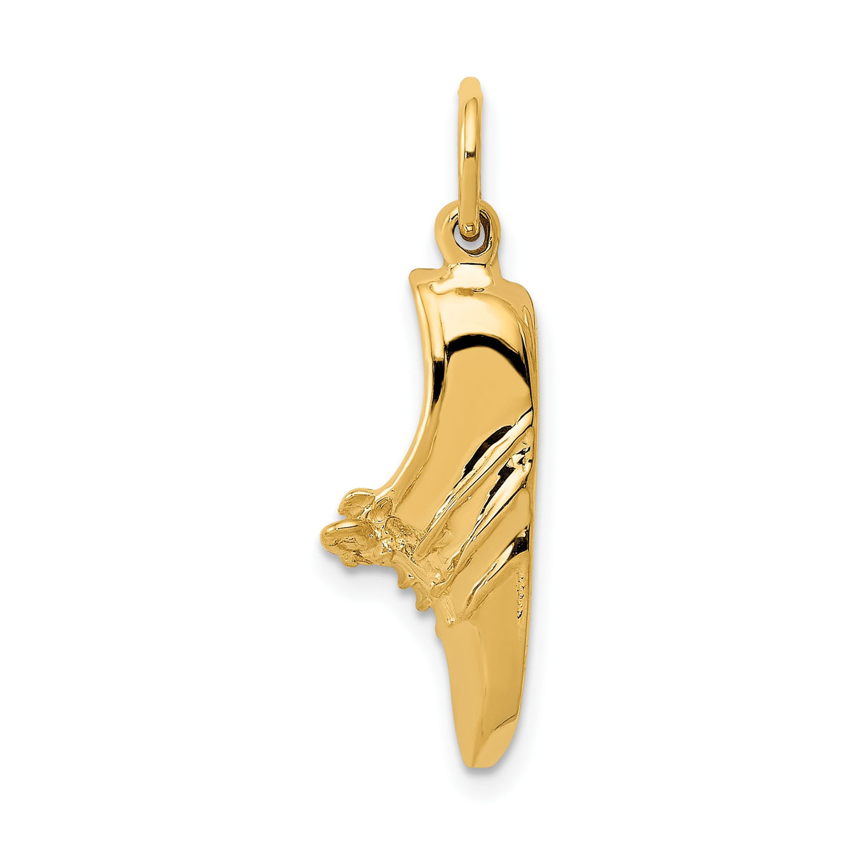 14k Yellow Gold Soccer Cleat Pendant, Unisex Sports Charm with Detailed Laces