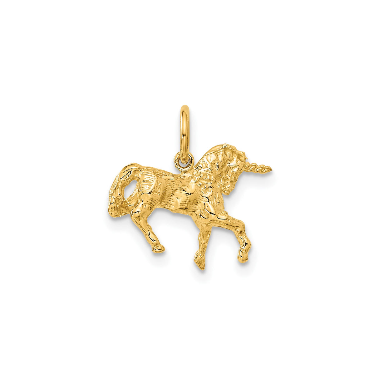 14k Yellow Gold Unicorn Pendant, Whimsical Fantasy Charm for Women or Girls
