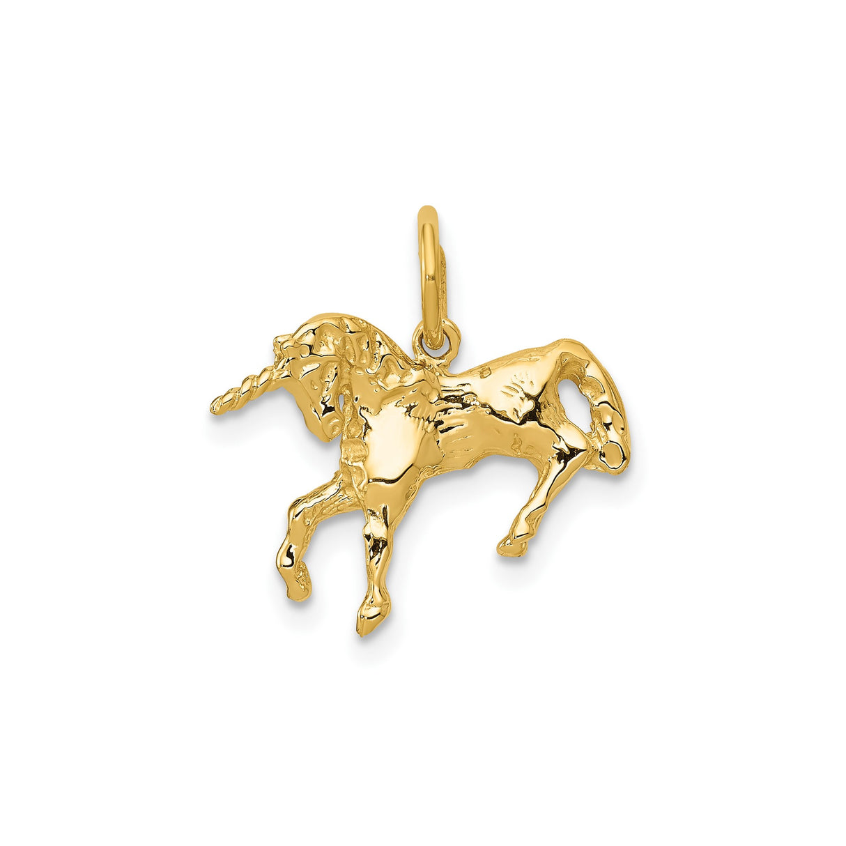 14k Yellow Gold Unicorn Pendant, Whimsical Fantasy Charm for Women or Girls