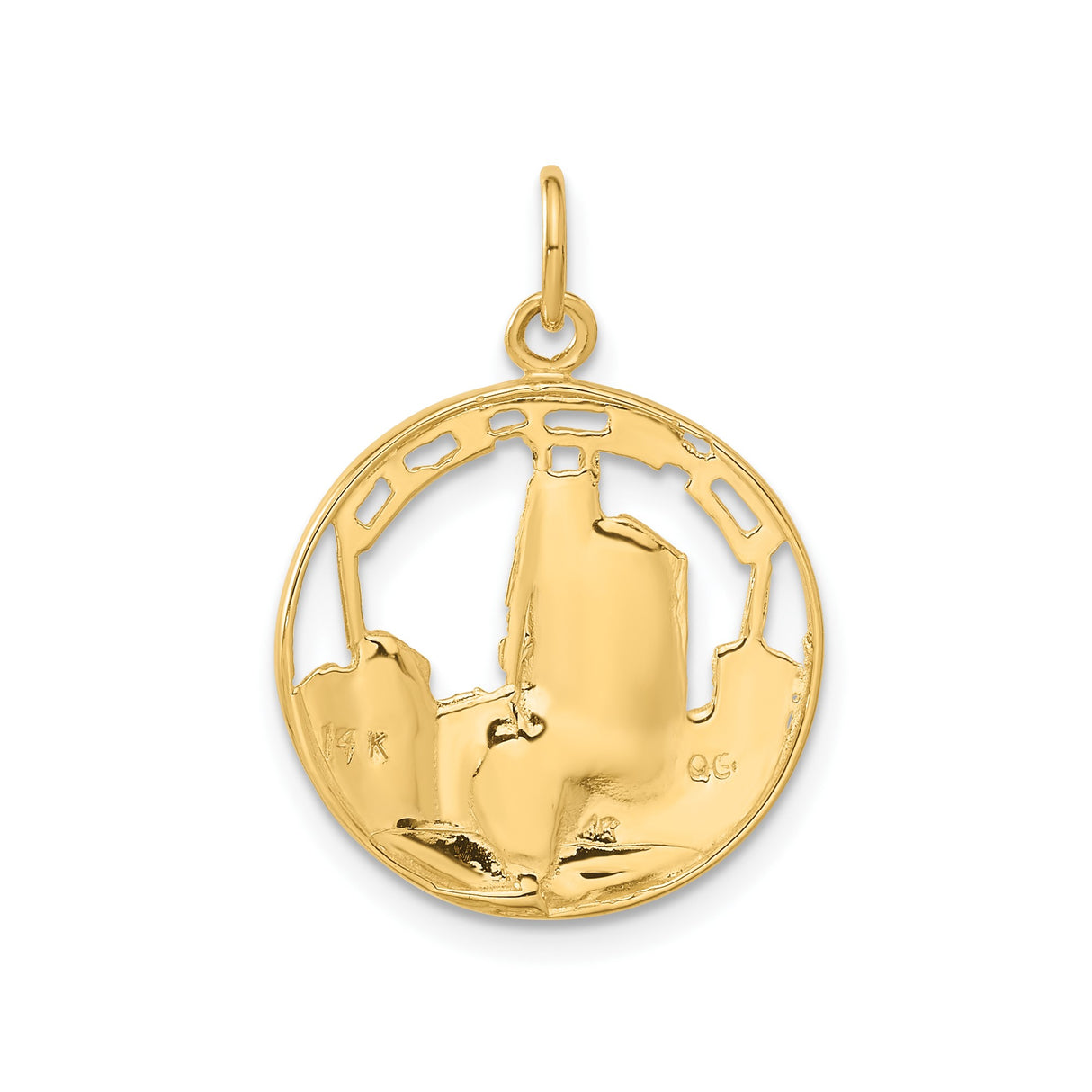 14k Yellow Gold Chicago Skyline Pendant with Cutout Cityscape Design