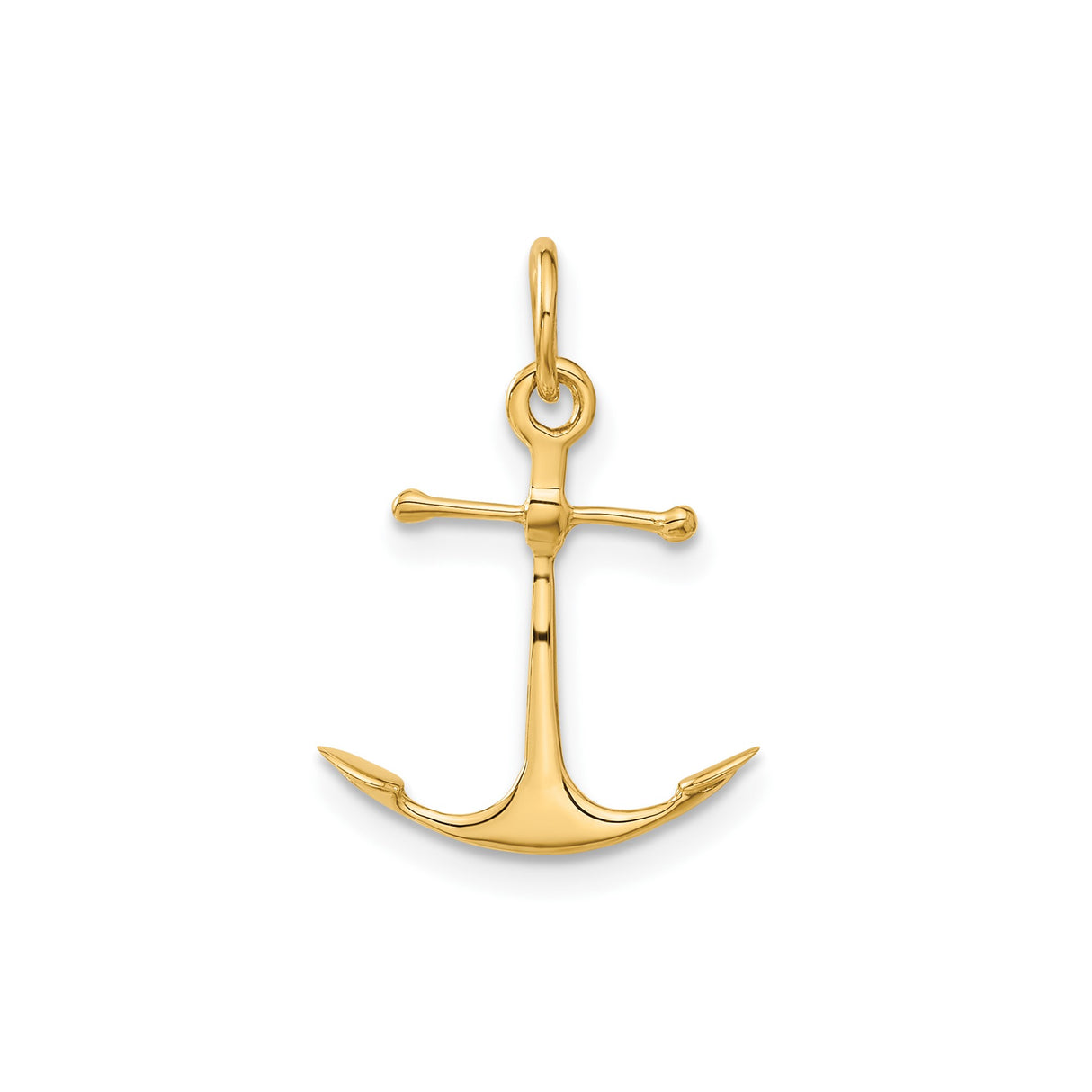 14k Yellow Gold Anchor Pendant, Nautical Faith Symbol for Women or Unisex Wear