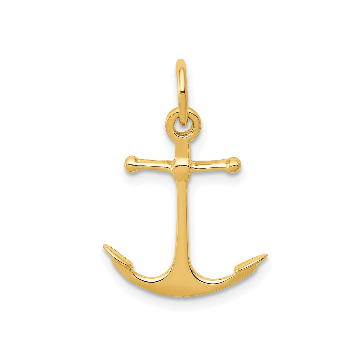 14k Yellow Gold Anchor Pendant, Nautical Faith Symbol for Women or Unisex Wear