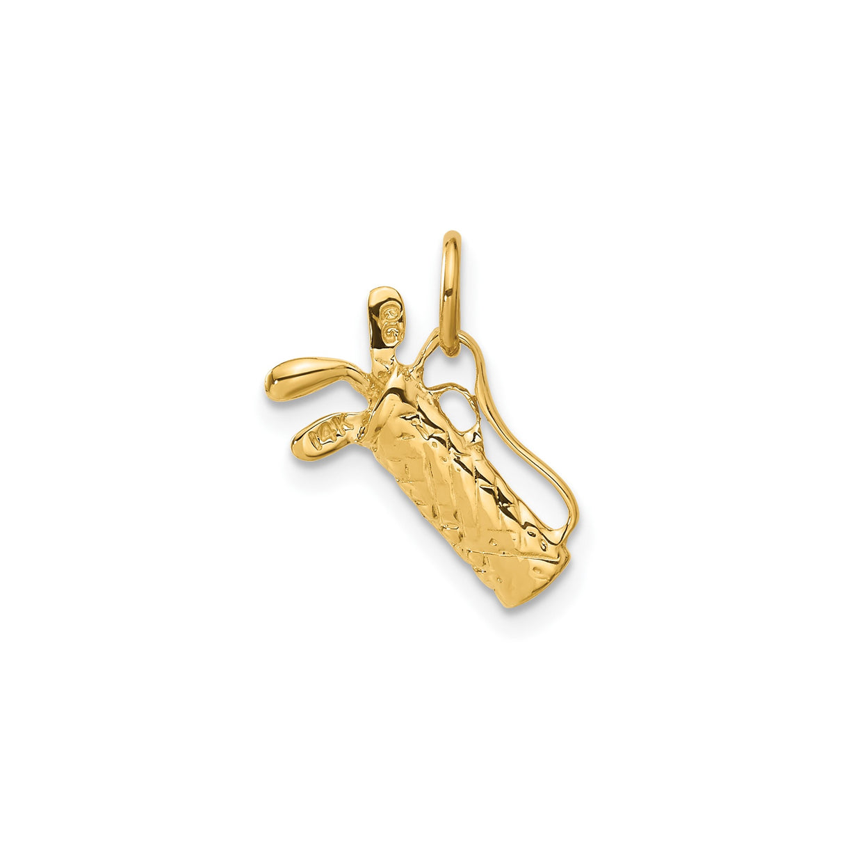 14k Yellow Gold Golf Bag Pendant with Clubs, Unisex Sports Charm for Golfers