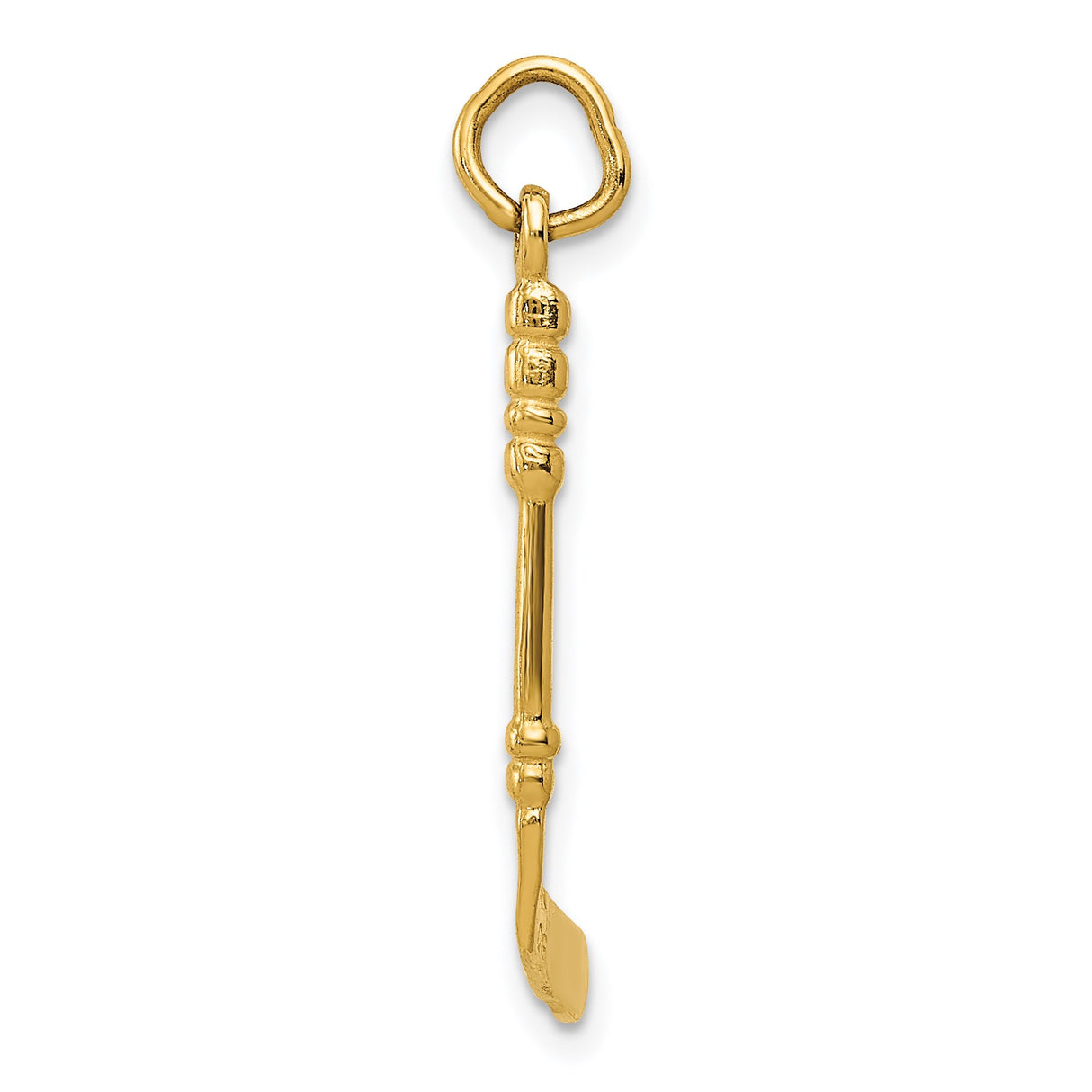 14k Yellow Gold Hockey Stick Pendant with Puck Detail, Unisex Sports Charm