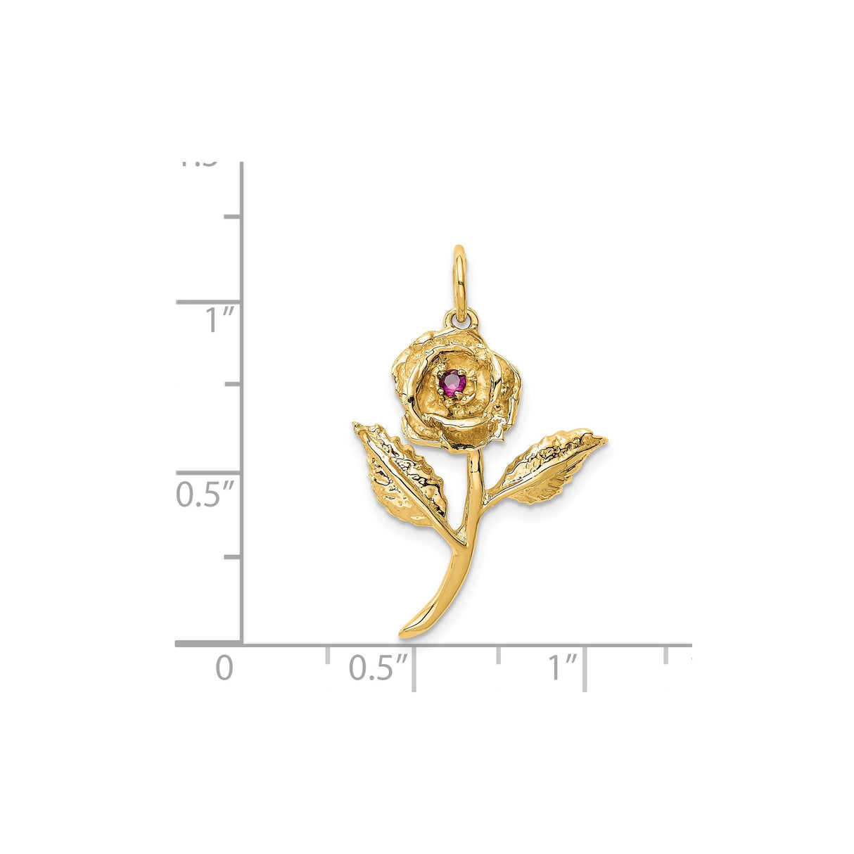 14k Yellow Gold Rose Flower Pendant with Cubic Zirconia, Botanical Design Charm for Women