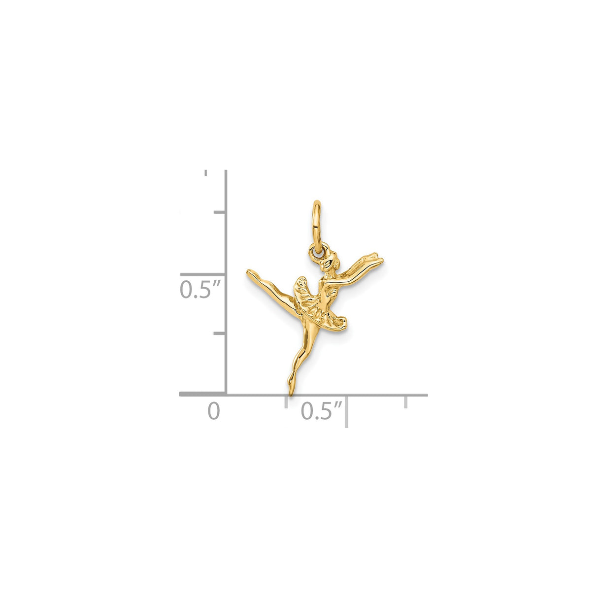 14k Yellow Gold Ballerina Pendant, Graceful Dancer with Detailed Tutu, Ballet Charm for Women