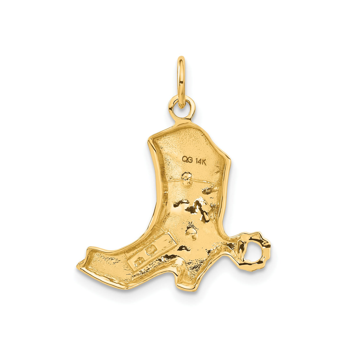 14k Yellow Gold Cowboy Boot Pendant with Western Spur Design, Country Style Charm