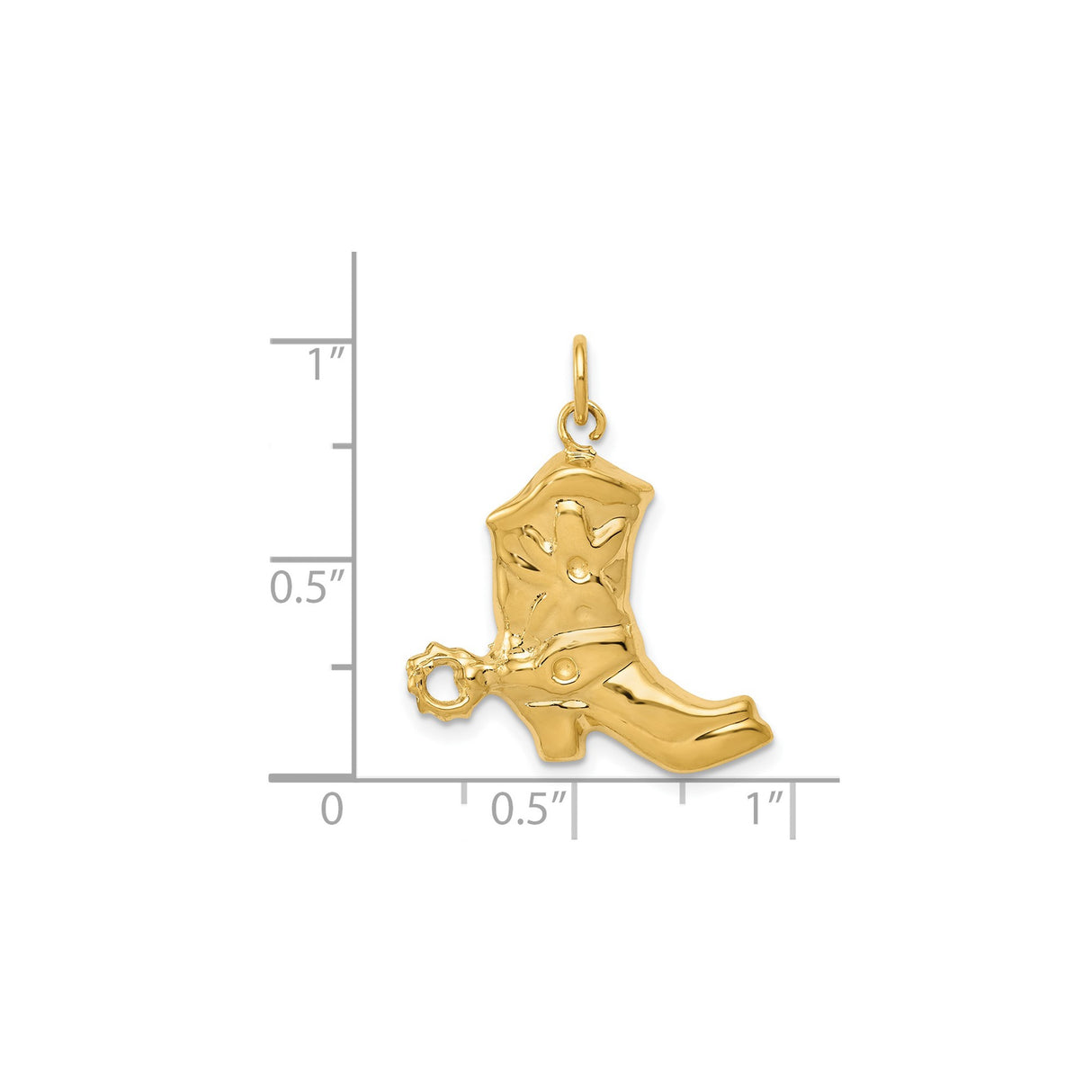 14k Yellow Gold Cowboy Boot Pendant with Western Spur Design, Country Style Charm