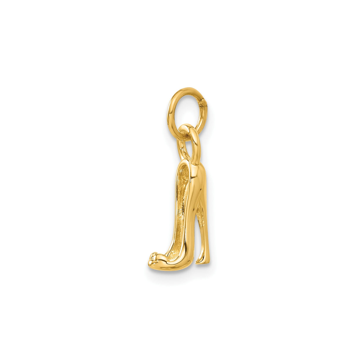 14k Yellow Gold High Heel Shoe Charm Pendant, Polished Stiletto Fashion Jewelry for Women