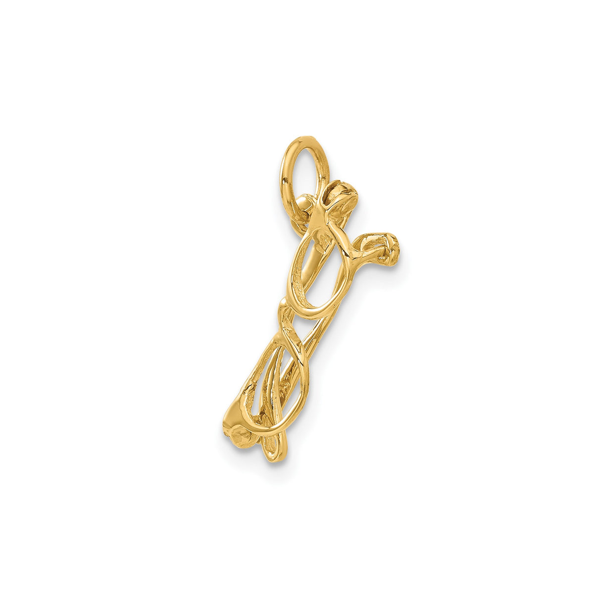 14k Yellow Gold Eyeglasses Pendant, Miniature Glasses Charm with Academic Theme for Women or Unisex