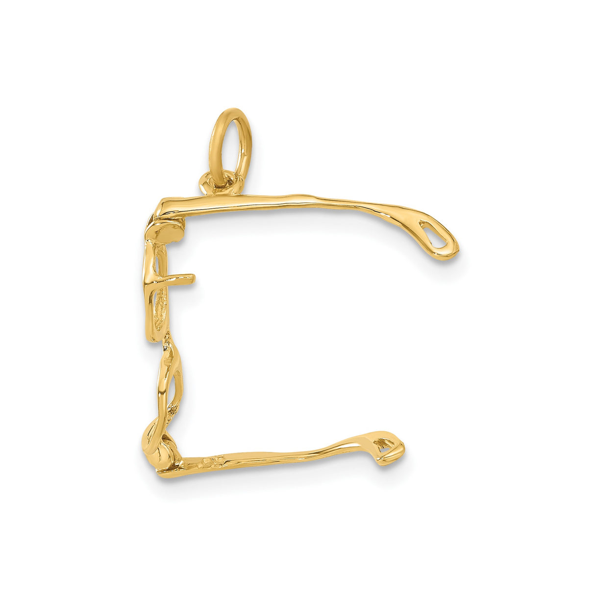 14k Yellow Gold Eyeglasses Pendant, Miniature Glasses Charm with Academic Theme for Women or Unisex