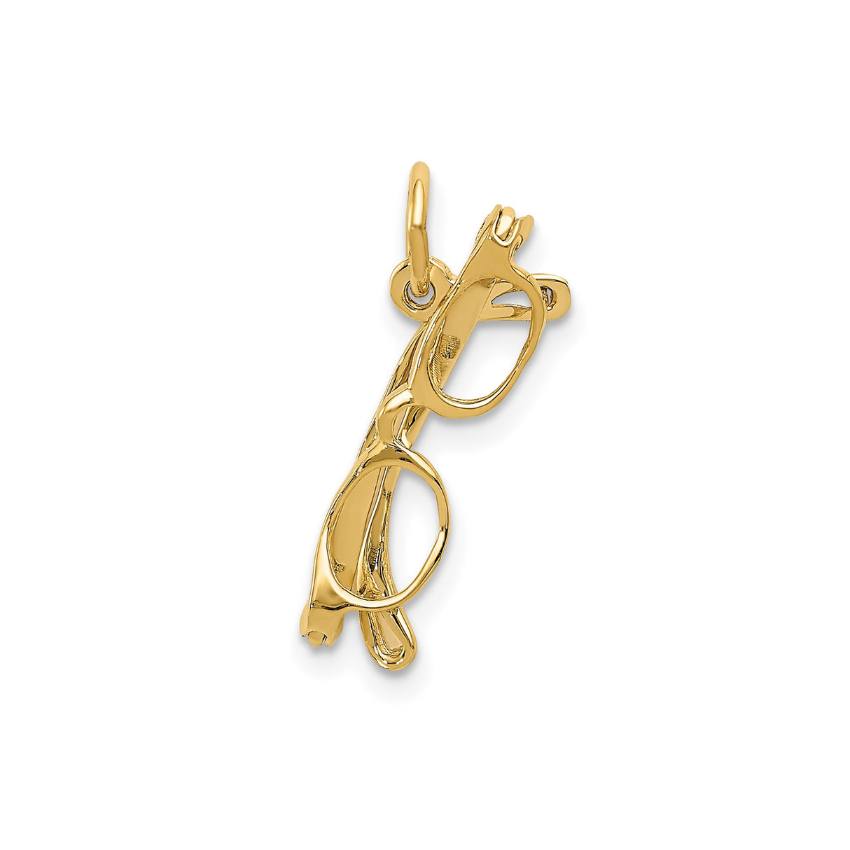 14k Yellow Gold Eyeglasses Pendant, Miniature Glasses Charm with Academic Theme for Women or Unisex