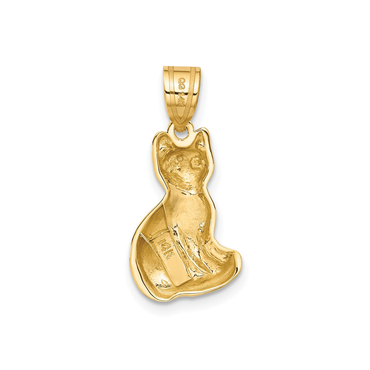 14k Yellow Gold Cat Pendant, Minimalist Feline Design, Animal Charm for Women