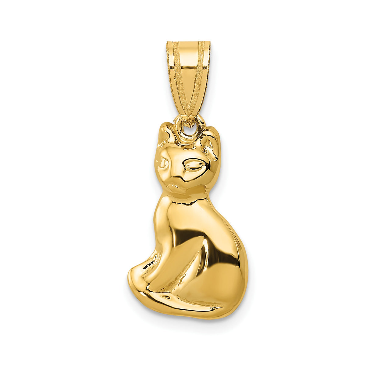 14k Yellow Gold Cat Pendant, Minimalist Feline Design, Animal Charm for Women