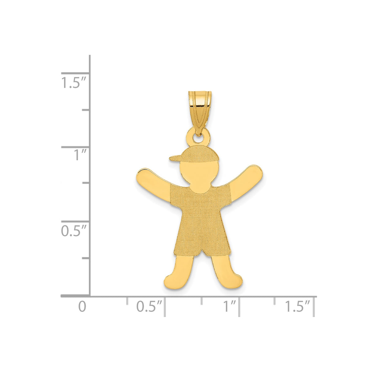 14k Yellow Gold Boy Pendant with Cap and Outstretched Arms Silhouette Charm